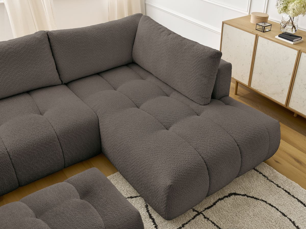 Bobochic Fuji Wohnlandschaft mit Pouf Bouclé-Stoff Braun Ecke links