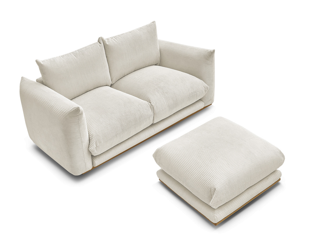 Bobochic Ernest Sofa 3-Sitzer mit Pouf 193 × 106 cm Cordsamt Beige
