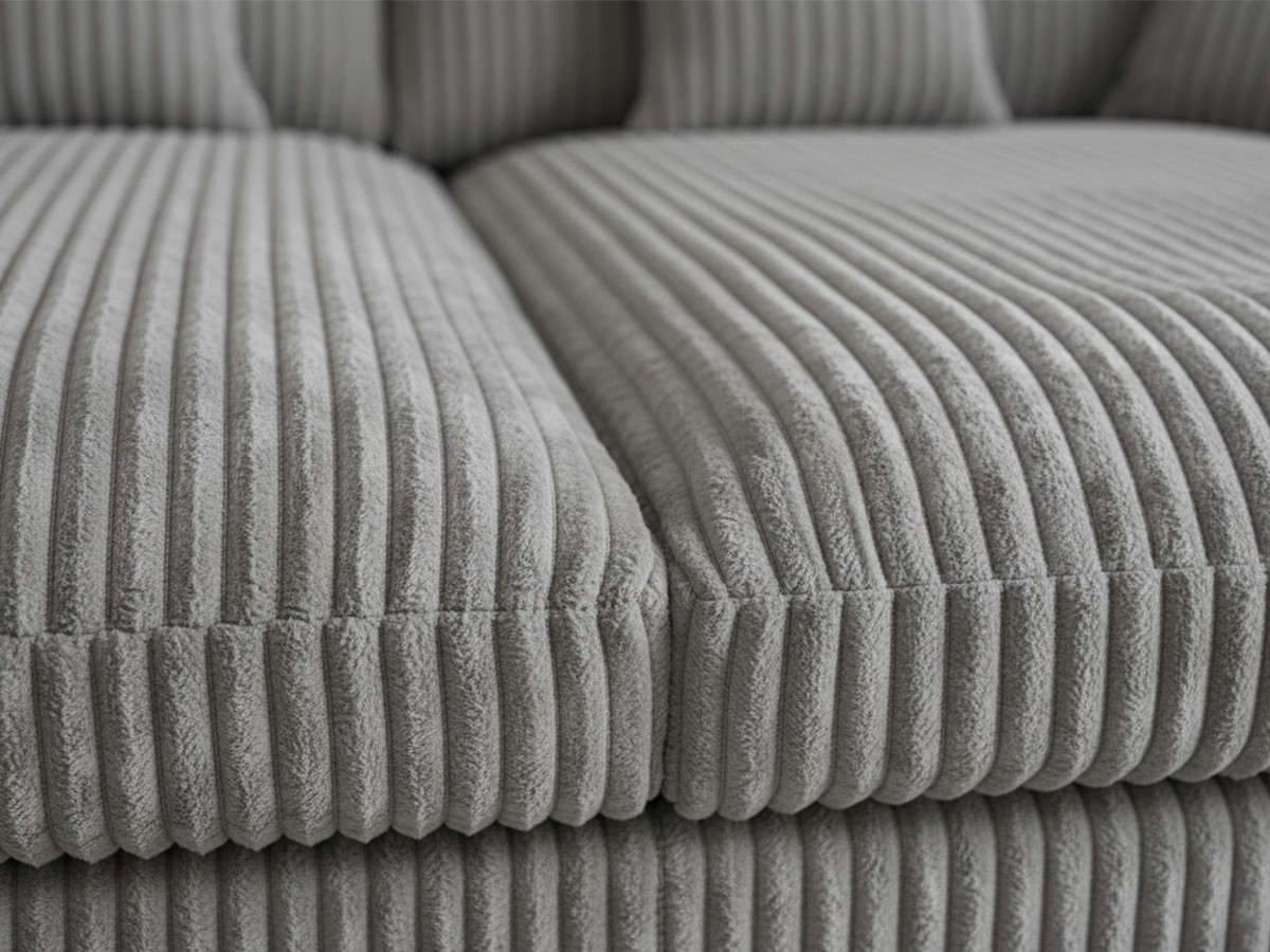 Bobochic Belem Sofa 3-Sitzer Breitcord weich Dunkelgrau