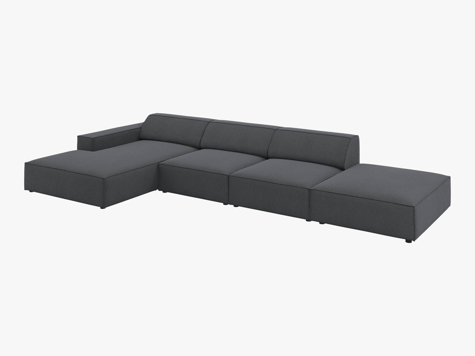 Micadoni Ecksofa Jodie 5-Sitzer Links Strukturierter Stoff Megan Dunkelgrau