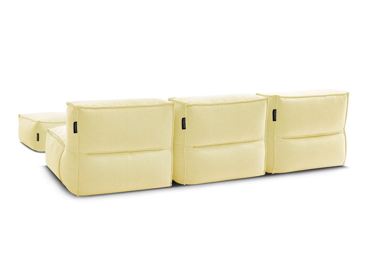 Bobochic Biarritz Gartensofa 4-Sitzer mit Pouf 252 × 168 cm Melange-Stoff Gelb