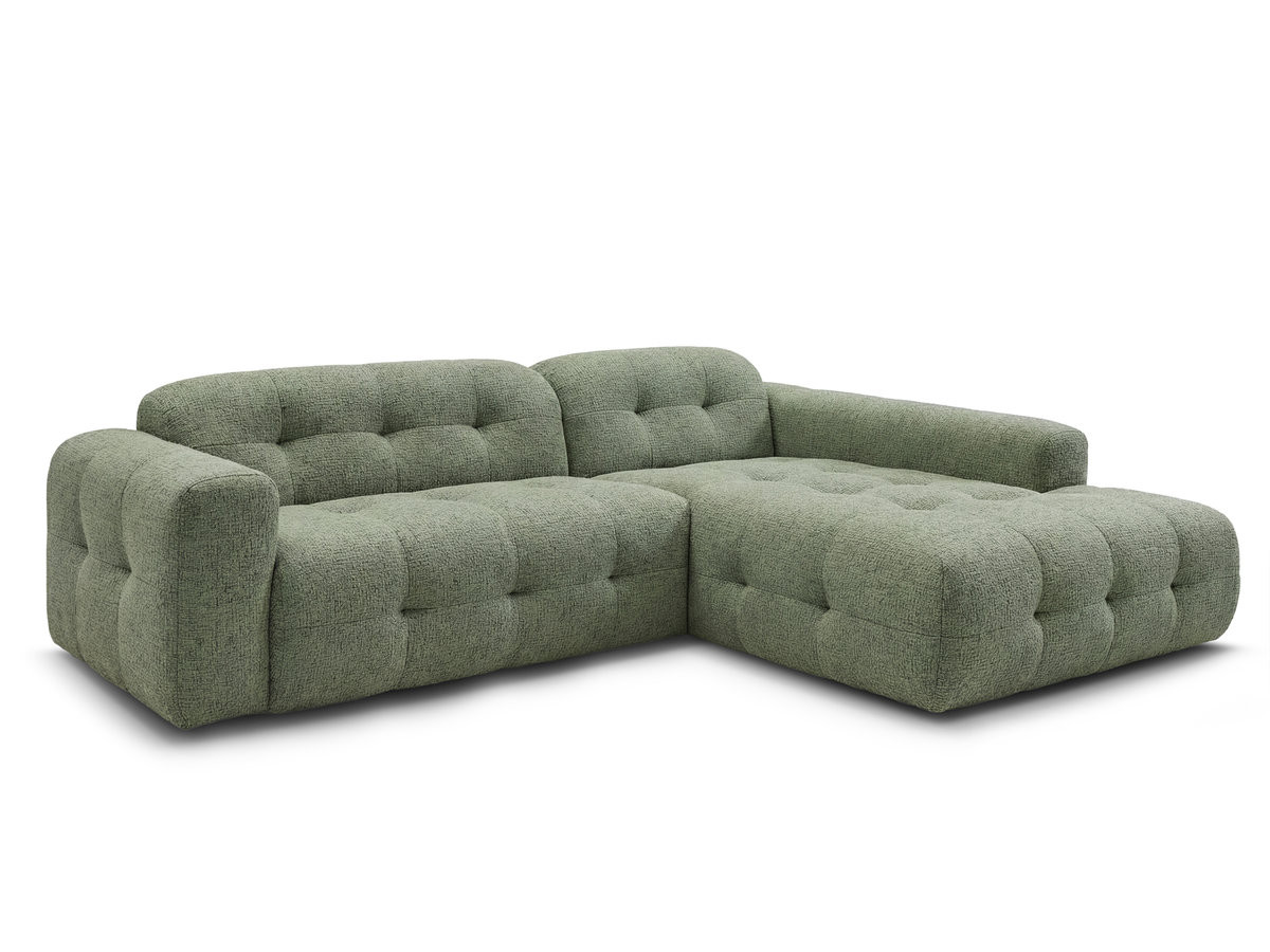 Bobochic Laura Ecksofa Melange-Stoff Hellgrün Ecke rechts