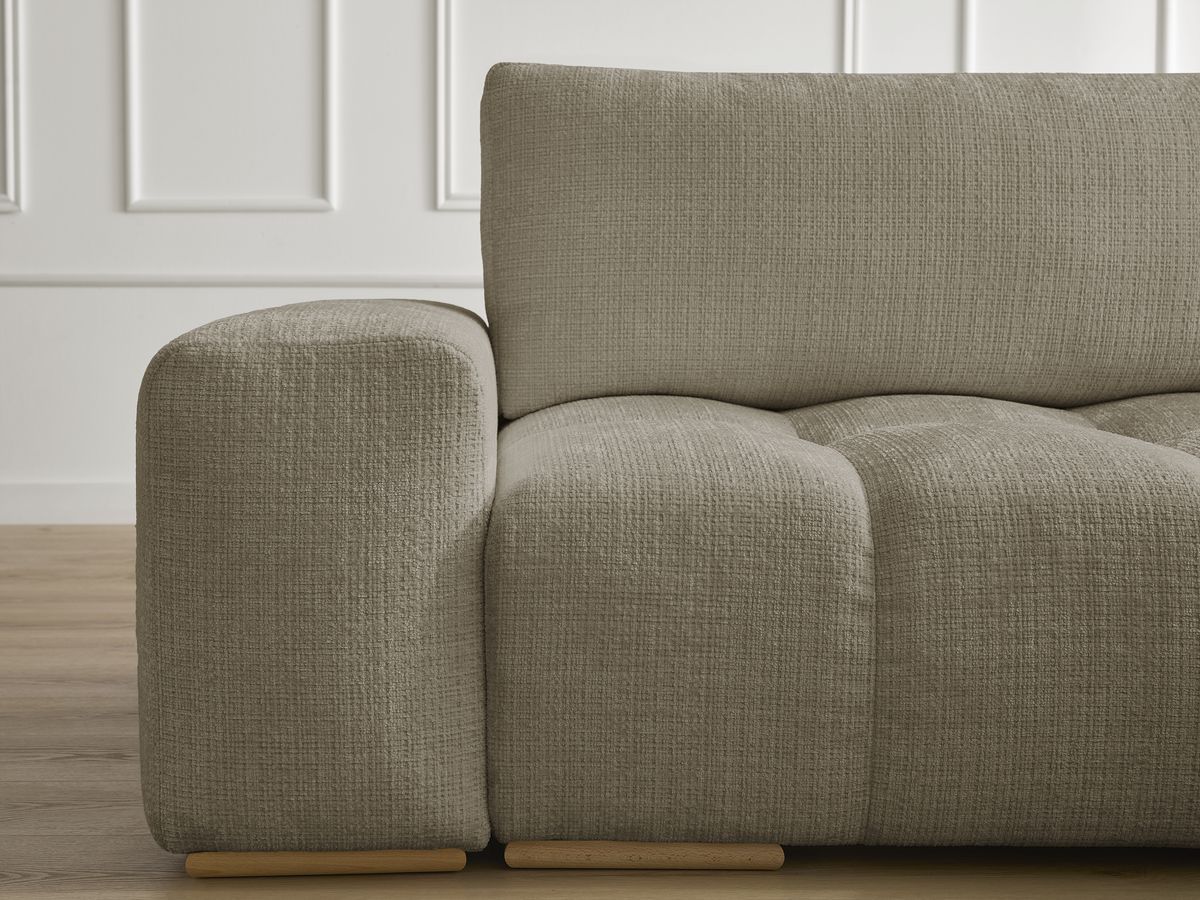 Bobochic Anakin Schlafsofa 3-Sitzer mit Bettkasten, 2 Kissen Strukturstoff Taupe