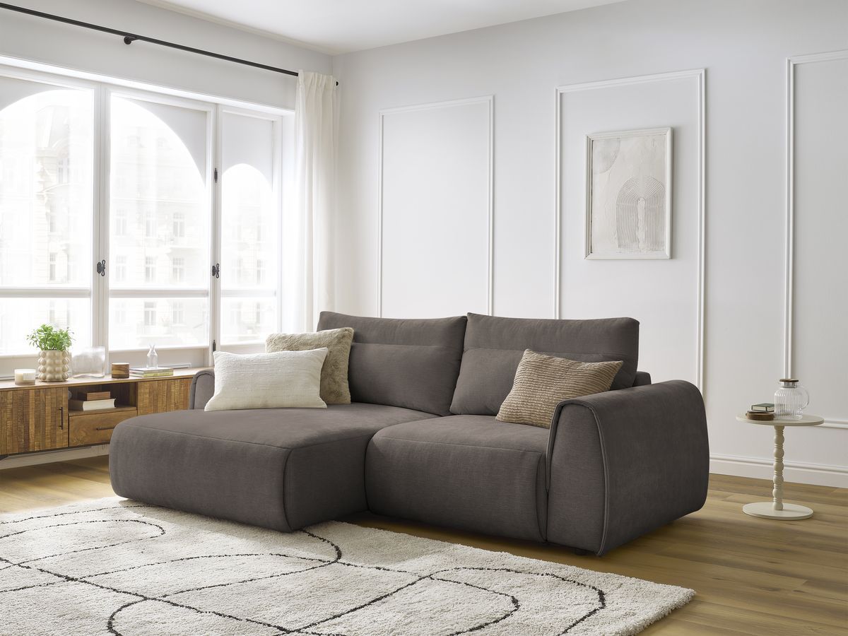 Bobochic Aden Ecksofa 246 × 152 cm Stoff Taupe Ecke links