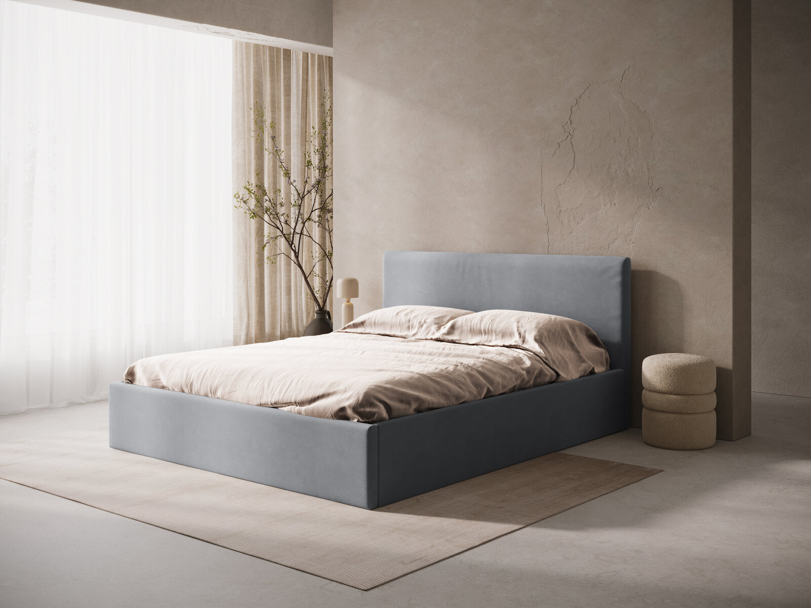 Micadoni Bett Susan Samt Grau 200x200