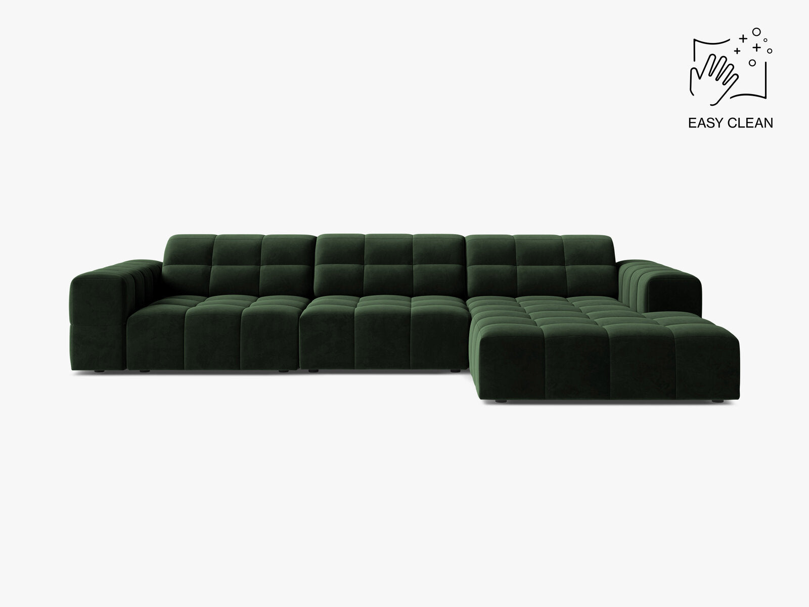 Micadoni Ecksofa Jennifer 4-Sitzer Rechts Samt Venus Flaschengrün