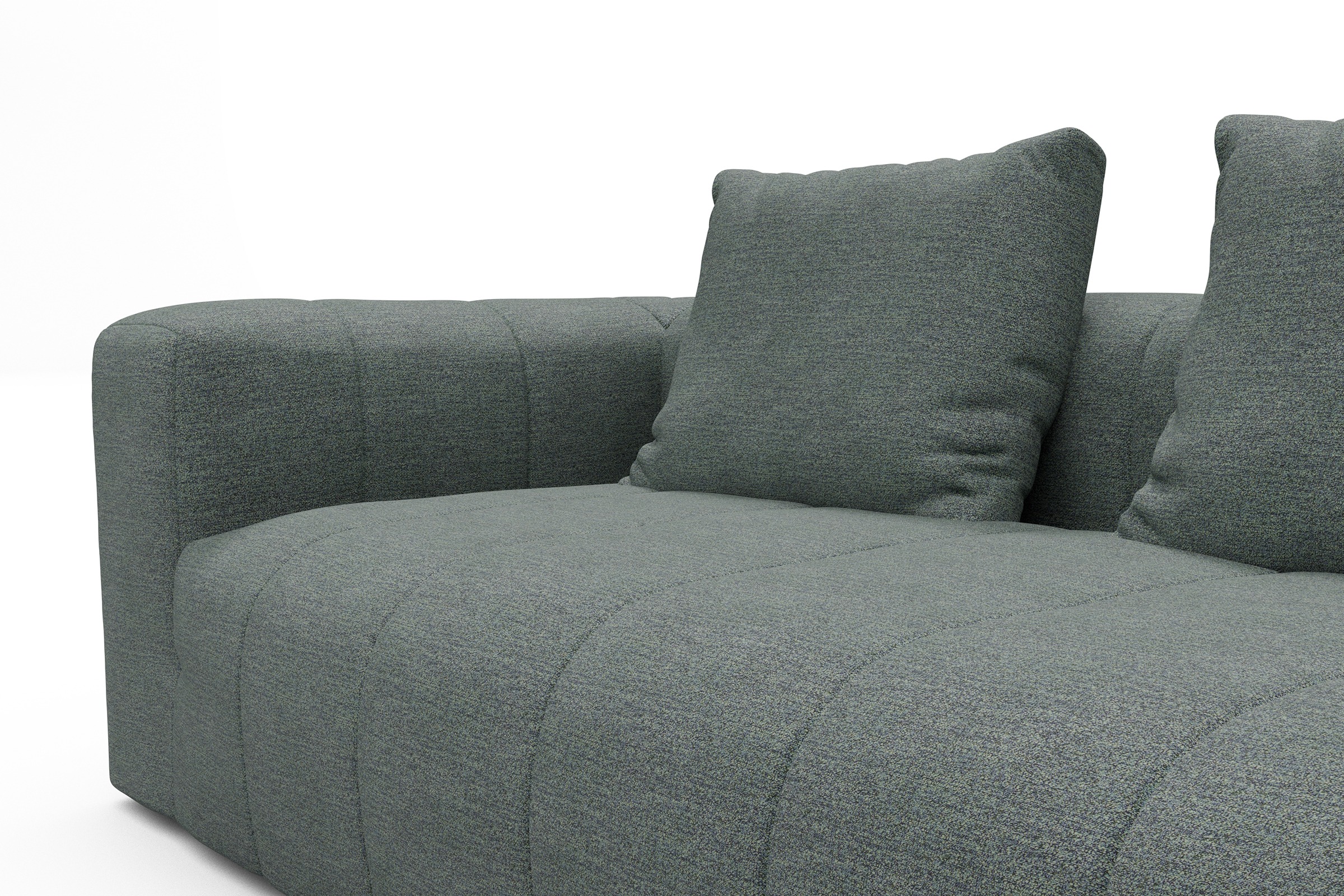 Ecksofa Hugo 2,5-Sitzer Armlehne links mit Chaiselongue Carreno-Ice-Blue