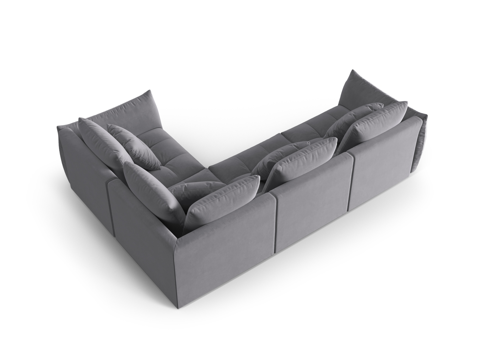 Micadoni Ecksofa Bloom 4-Sitzer Rechts Samt Dunkelgrau