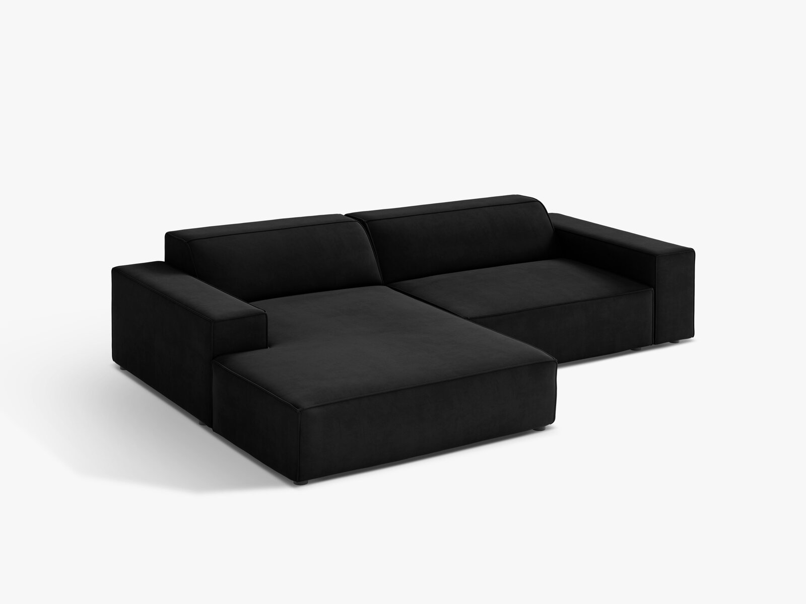 Micadoni Ecksofa Jodie 3-Sitzer Links Samt Bluvel Schwarz