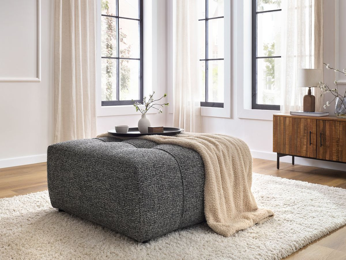Bobochic Arsene Pouf Melange-Stoff Dunkelgrau
