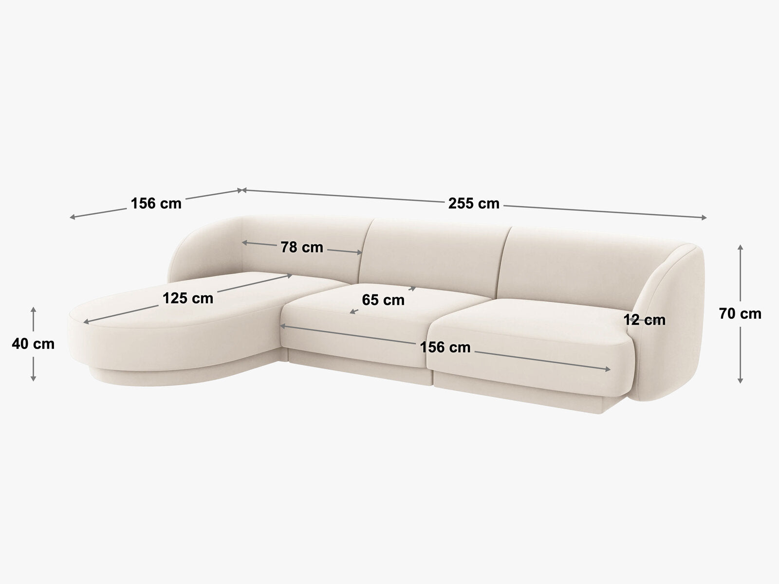Micadoni Ecksofa Miley 4-Sitzer Links Chenille Haga Beige