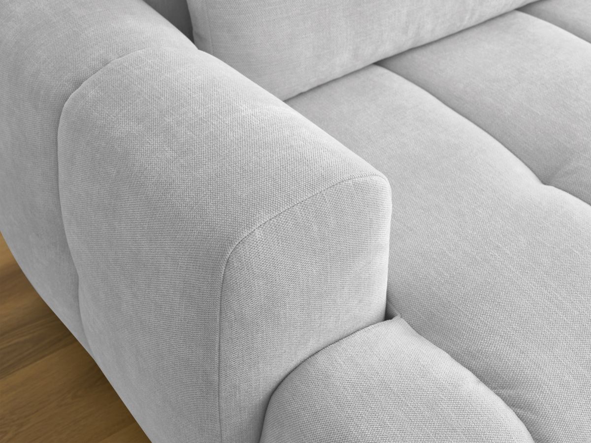 Bobochic Fuji Ecksofa mit Schlaffunktion und Bettkasten und Pouf 292 × 160 cm Stoff Hellgrau Ecke rechts