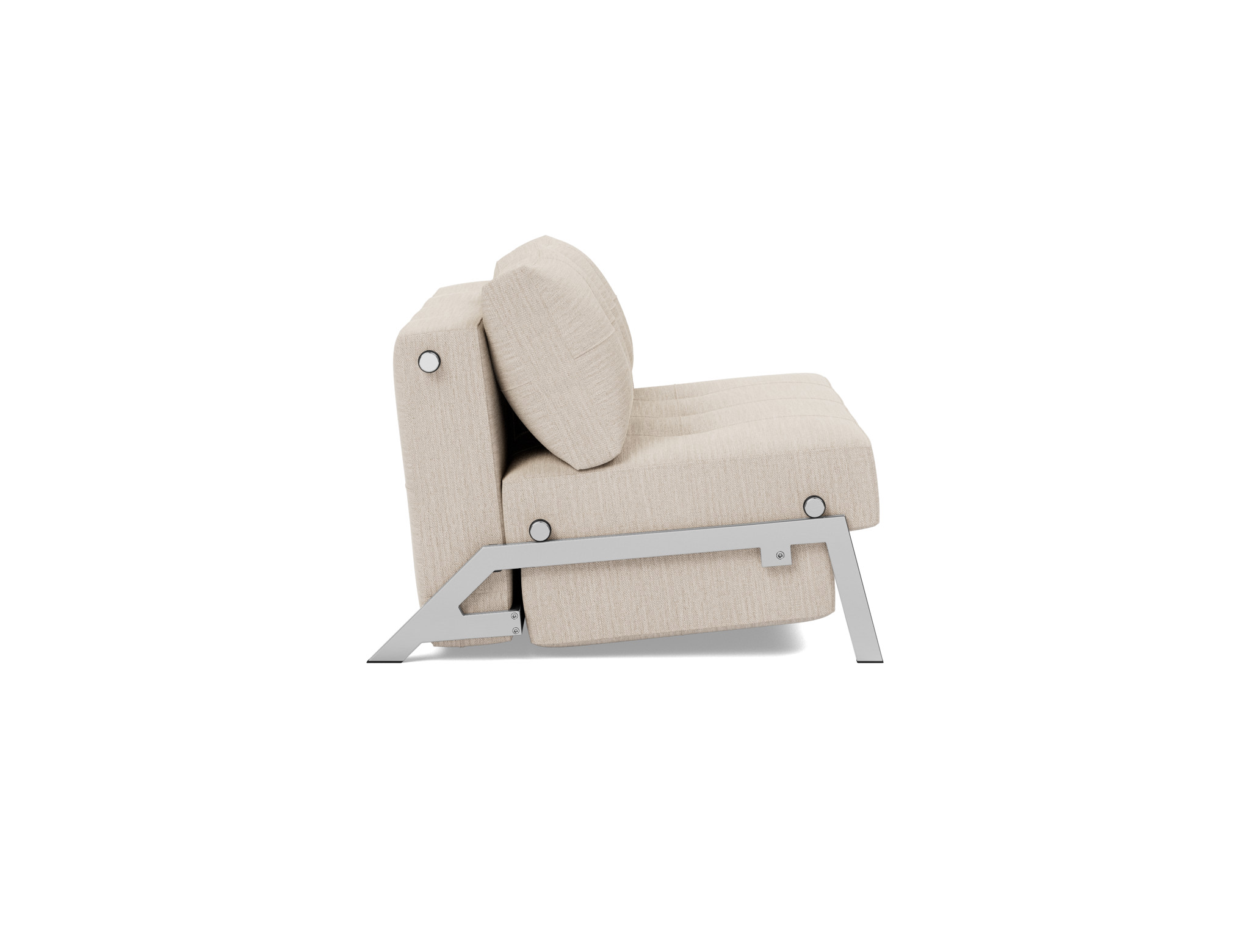 Schlafsofa Cubed 140 Webstoff Blida 612-Sand-Grey Beine Chrom