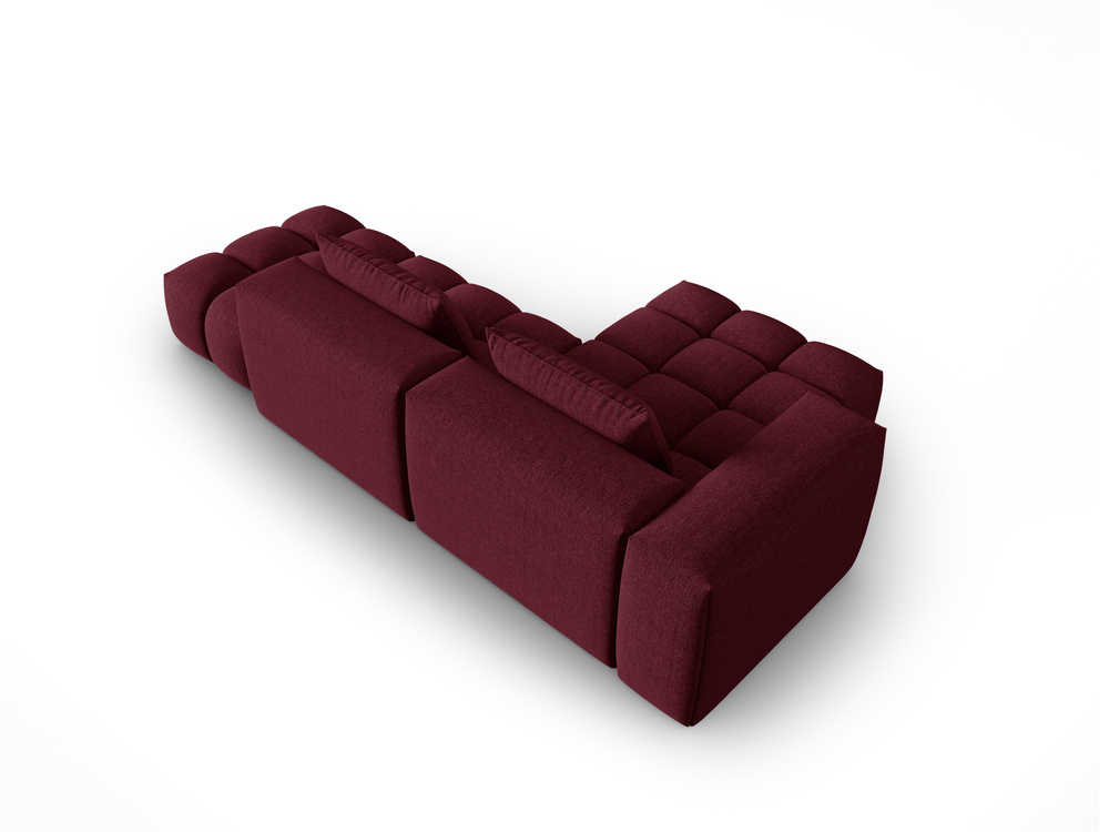 Cosmopolitan Design Ecksofa Verona 4-Sitzer offen Strukturierter Stoff Sorella Burgundfarben Links