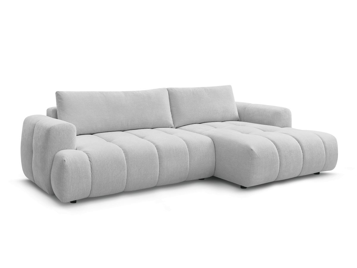 Bobochic Fuji Ecksofa mit Schlaffunktion und Bettkasten 292 × 160 cm Stoff Hellgrau Ecke rechts