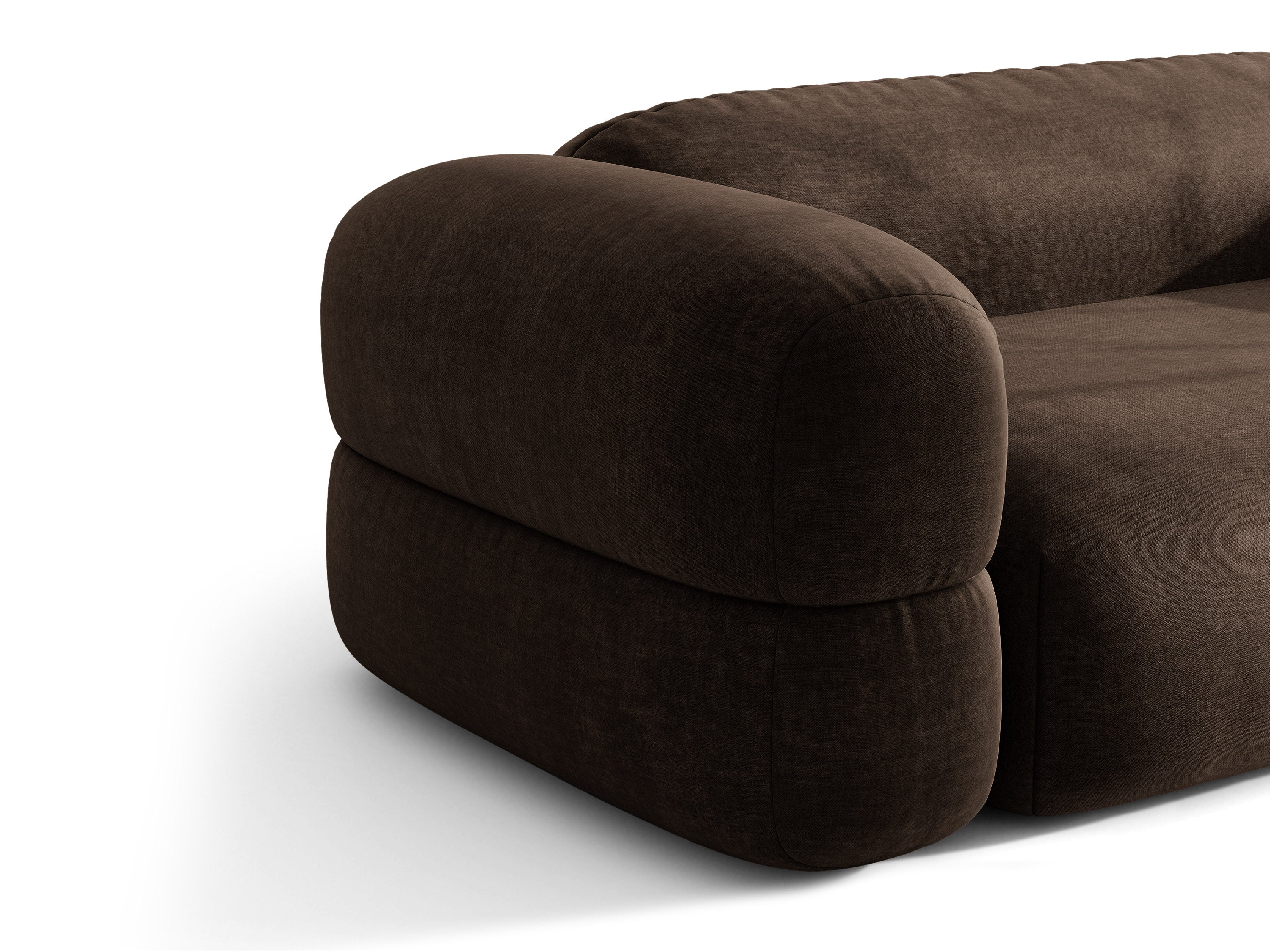 Micadoni Symmetrisches Ecksofa Luno 5-Sitzer Samt Vogue Schokolade