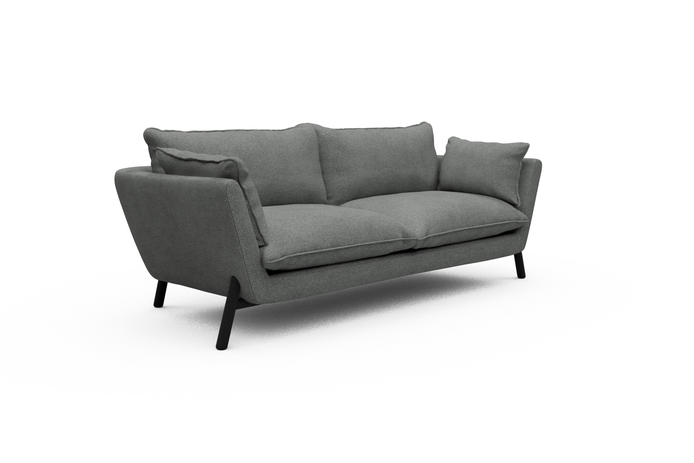 Sofa Emil PREMIUM 3-Sitzer Beinfarbe Eiche Schwarz Boucle-Ash-Grey