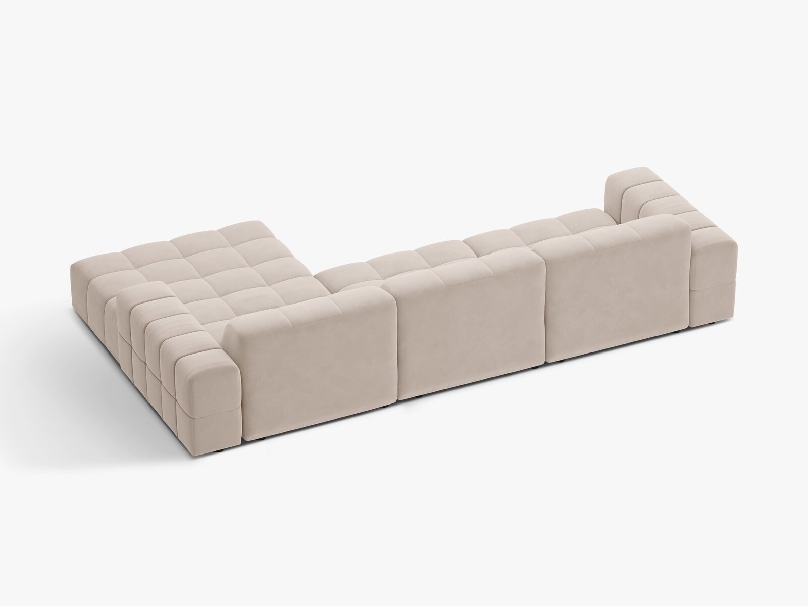Micadoni Ecksofa Jennifer 4-Sitzer Rechts Samt Venus Helles Beige