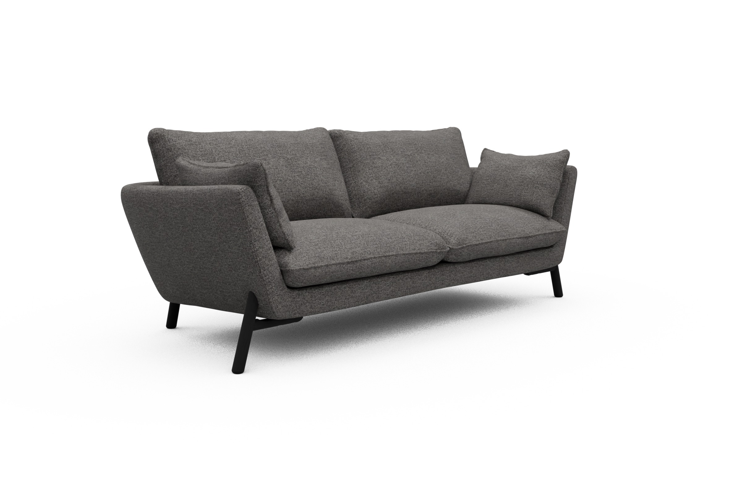 Sofa Emil 3-Sitzer Beinfarbe Eiche Schwarz Carreno-Salt-and-Pepper