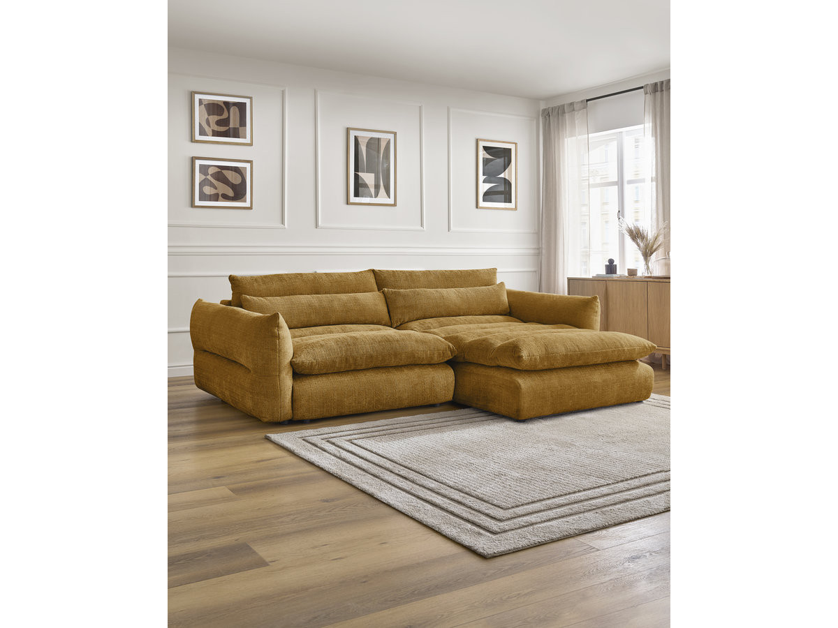Bobochic Neil Ecksofa Strukturstoff Gelb Ecke rechts