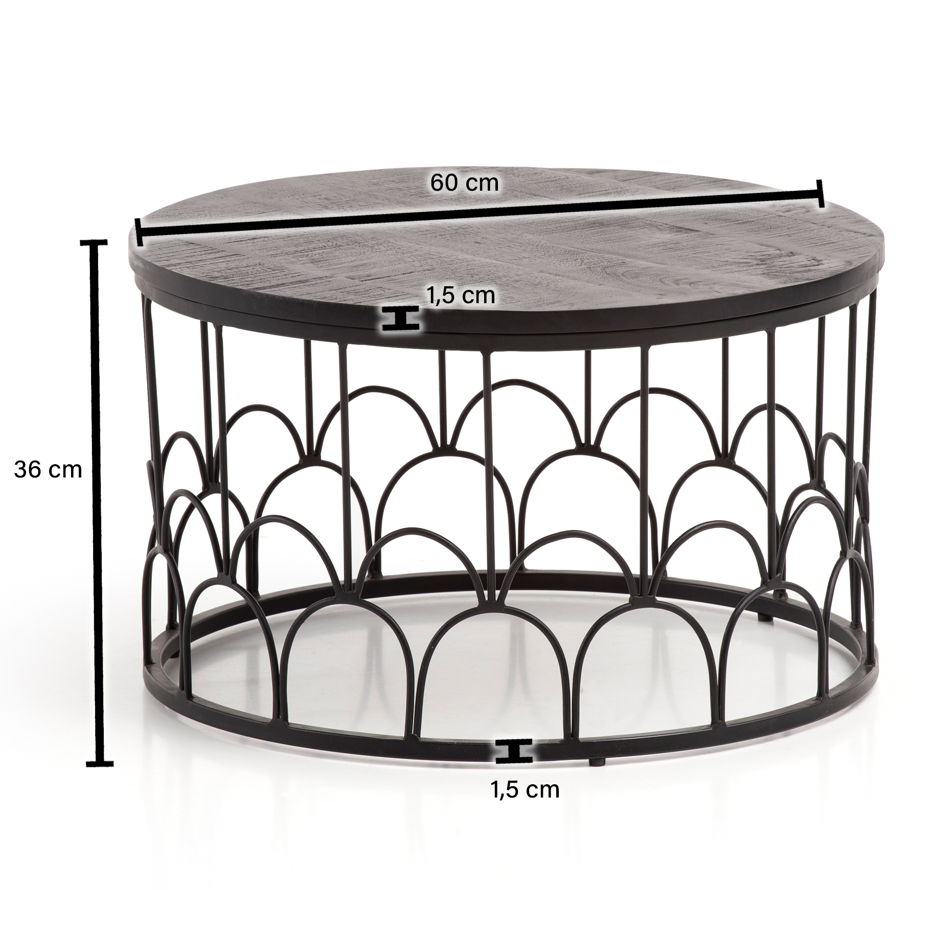 Couchtisch Asker Massivholz Schwarz Ø 60 × H 36 cm