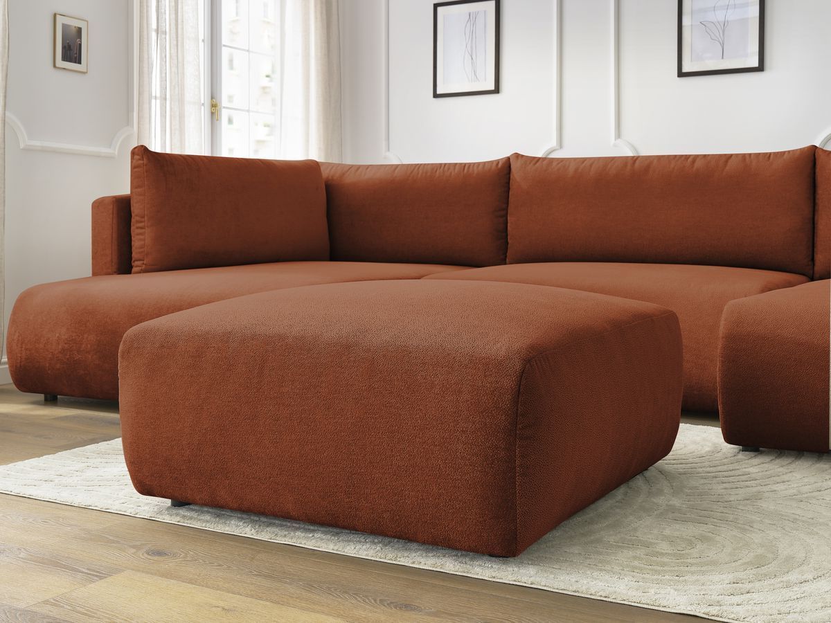 Bobochic Lucien Wohnlandschaft mit Pouf Stoff Orange Ecke rechts