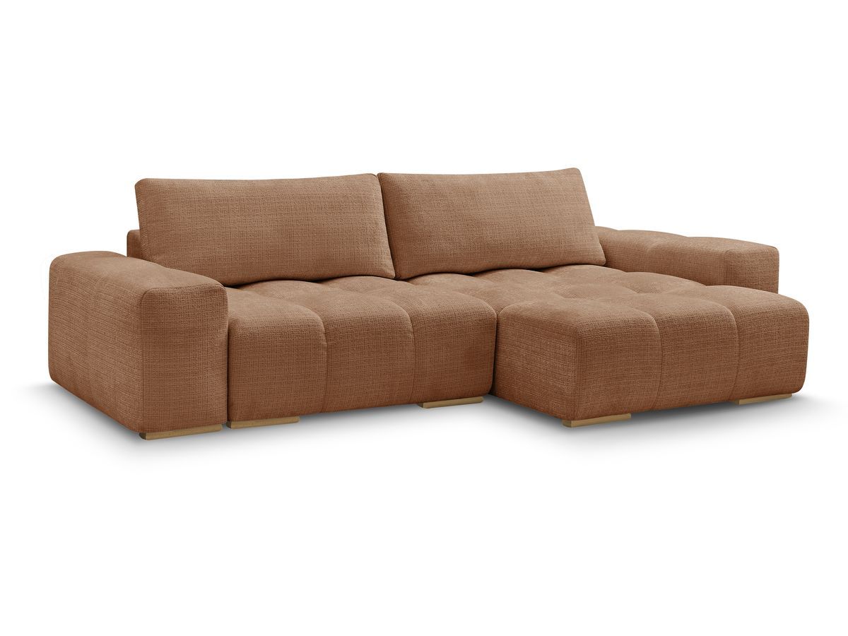 Bobochic Anakin Ecksofa mit Schlaffunktion und Bettkasten, 2 Kissen Strukturstoff Orange
