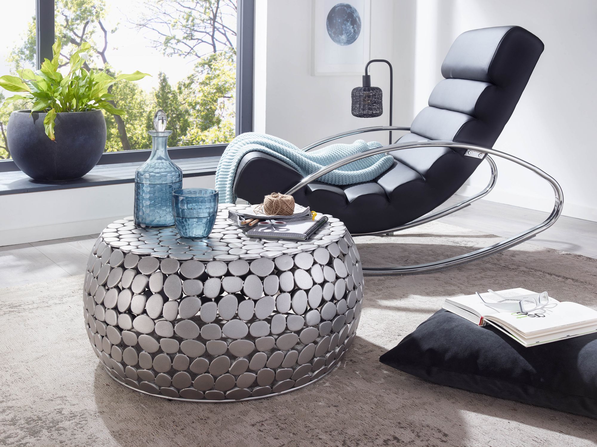 Couchtisch Brekke Silber Ø 66 × H 32 cm