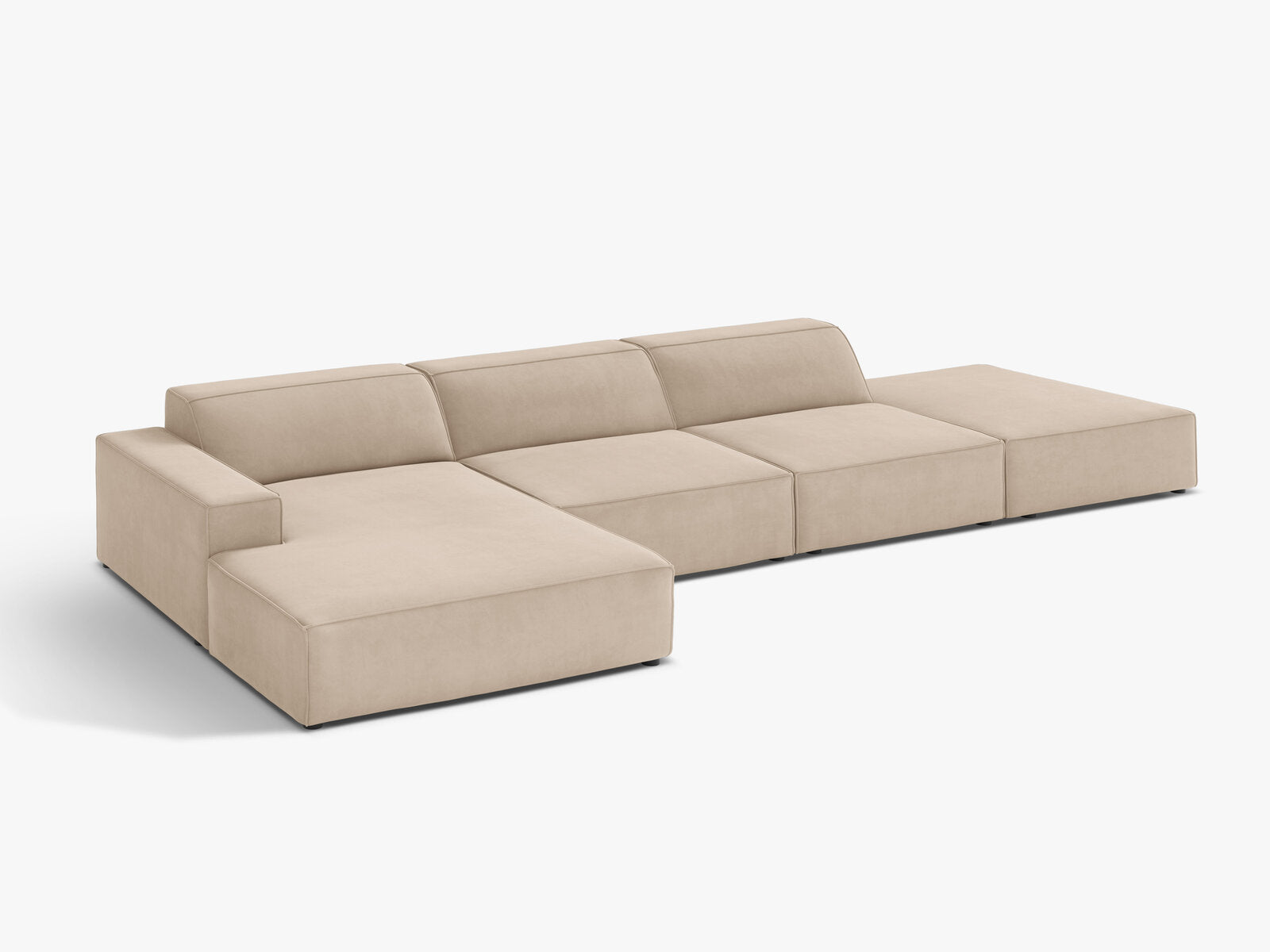 Micadoni Ecksofa Jodie 5-Sitzer Samt Venus Beige Links