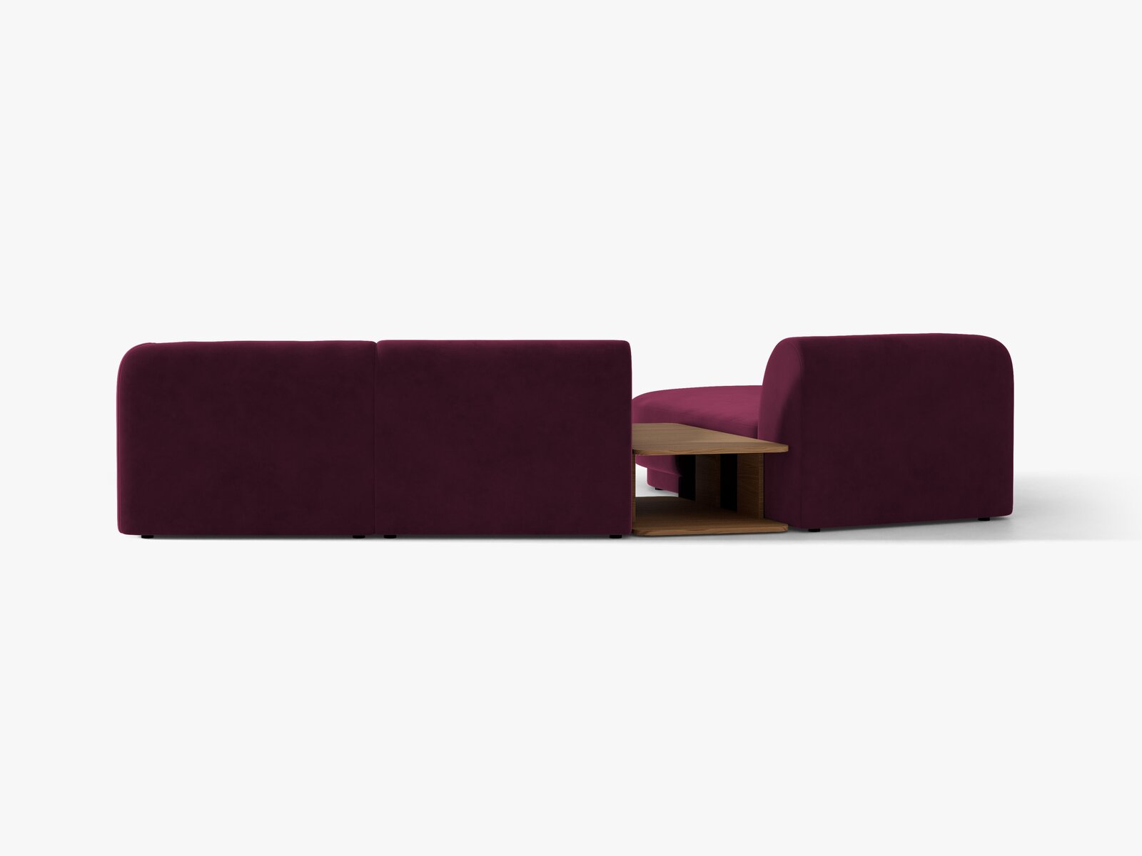 Micadoni Modulares Sofa Miley mit Recamiere 3-Sitzer Links Samt Venus Burgunder