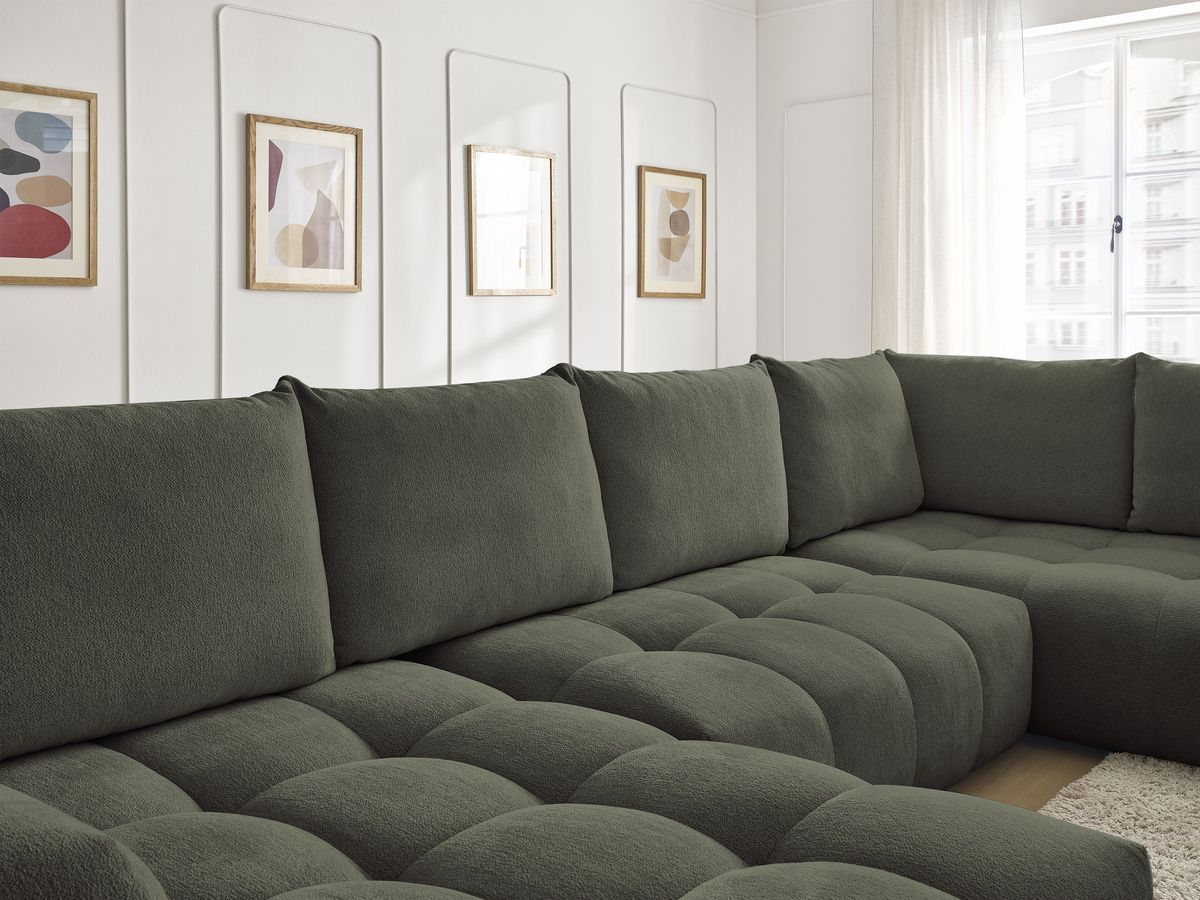 Bobochic Everest Wohnlandschaft, 6 Kissen Melange-Stoff Grün Ecke links