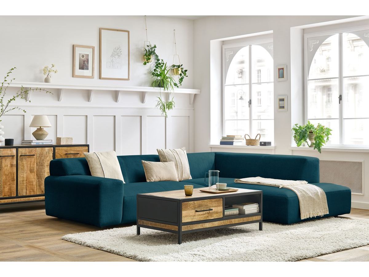 Bobochic Lavena Ecksofa 272 × 220 cm Samt Dunkelblau Ecke rechts