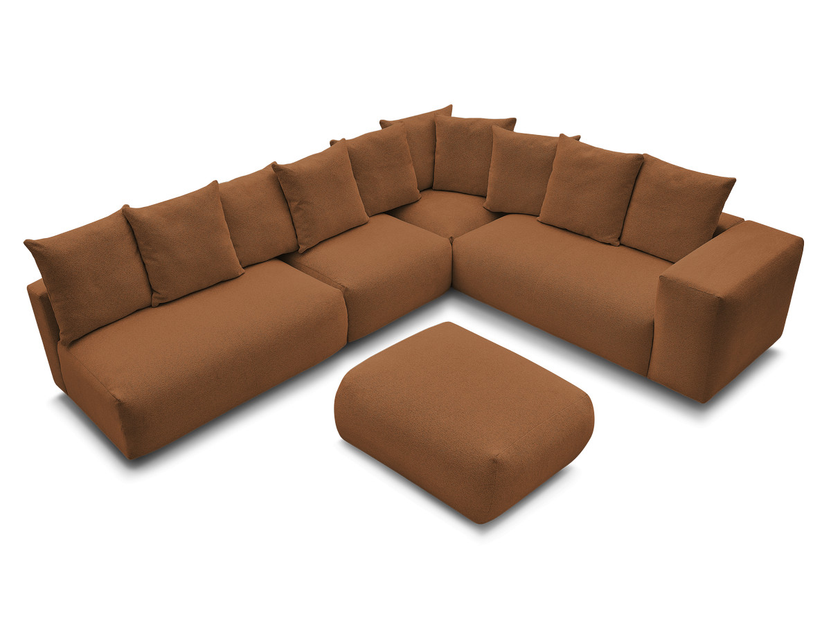 Bobochic Voltaire Ecksofa mit Pouf 322 × 268 cm Melange-Stoff Orange Ecke rechts