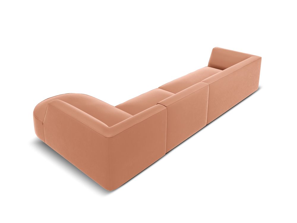 Cosmopolitan Design Ecksofa Siena 5-Sitzer abgerundet Samt Salvador Rosa Rechts