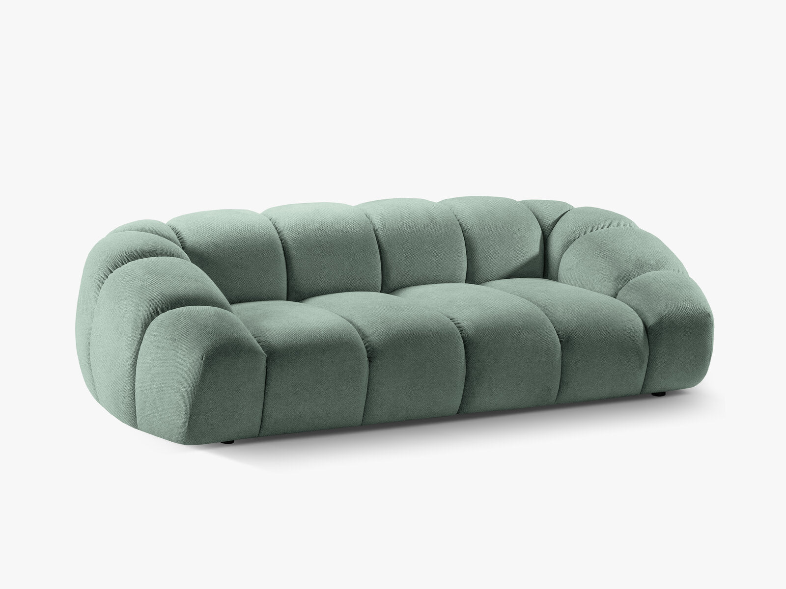 Micadoni Sofa Diana 3-Sitzer Strukturierter Samt Bubble Minze
