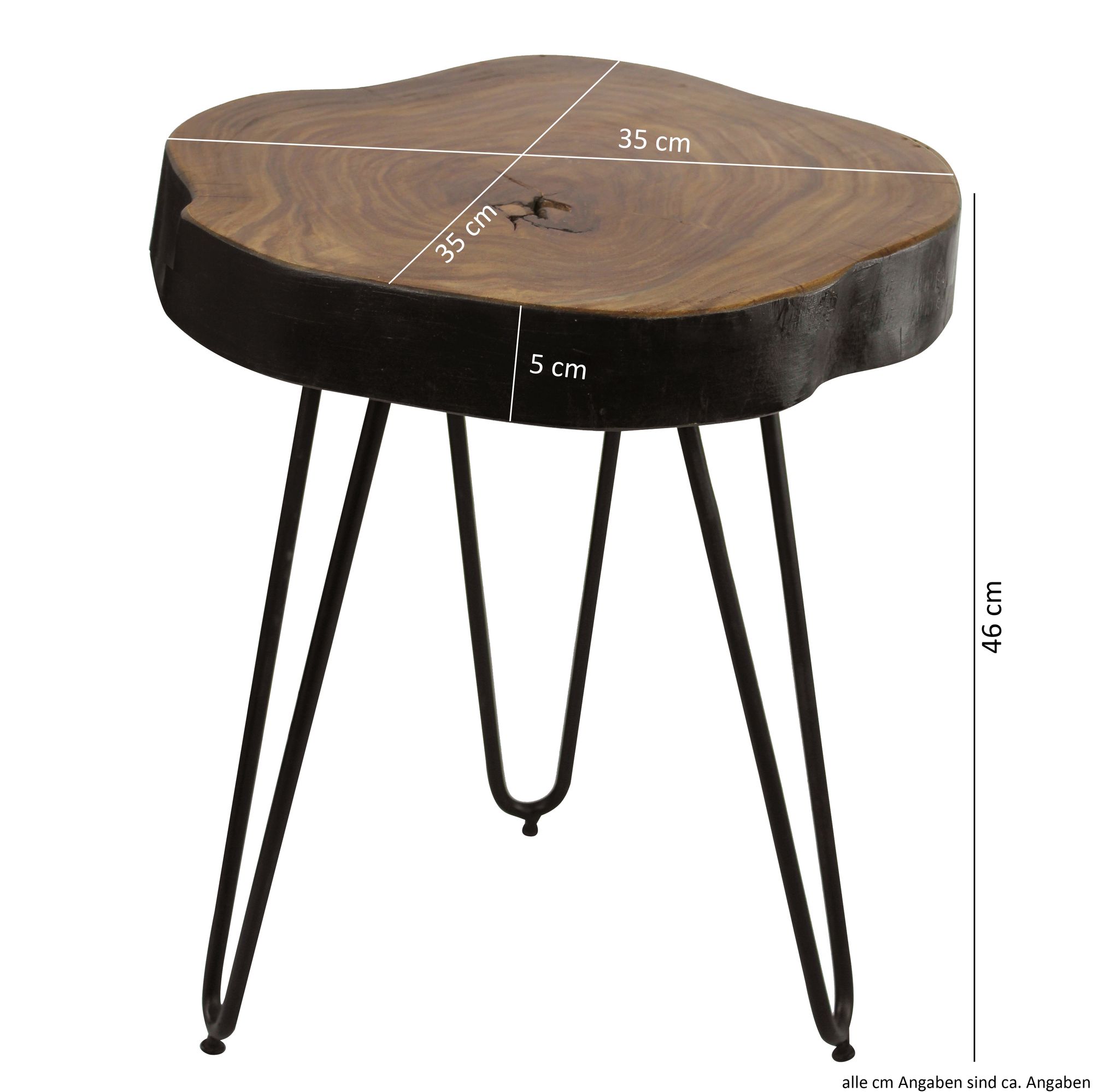 Beistelltisch Agdenes Massivholz Dunkelbraun Höhe 46 cm