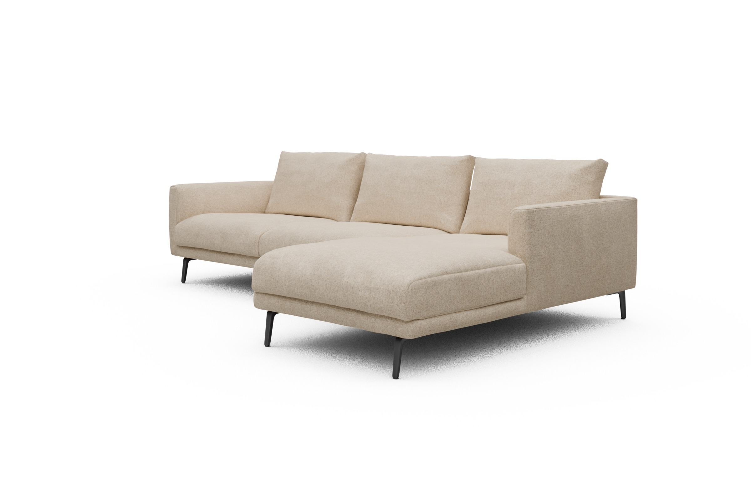 Ecksofa Karl Chaiselongue rechts mit 2,5-Sitzer Casone-Natural-Beige