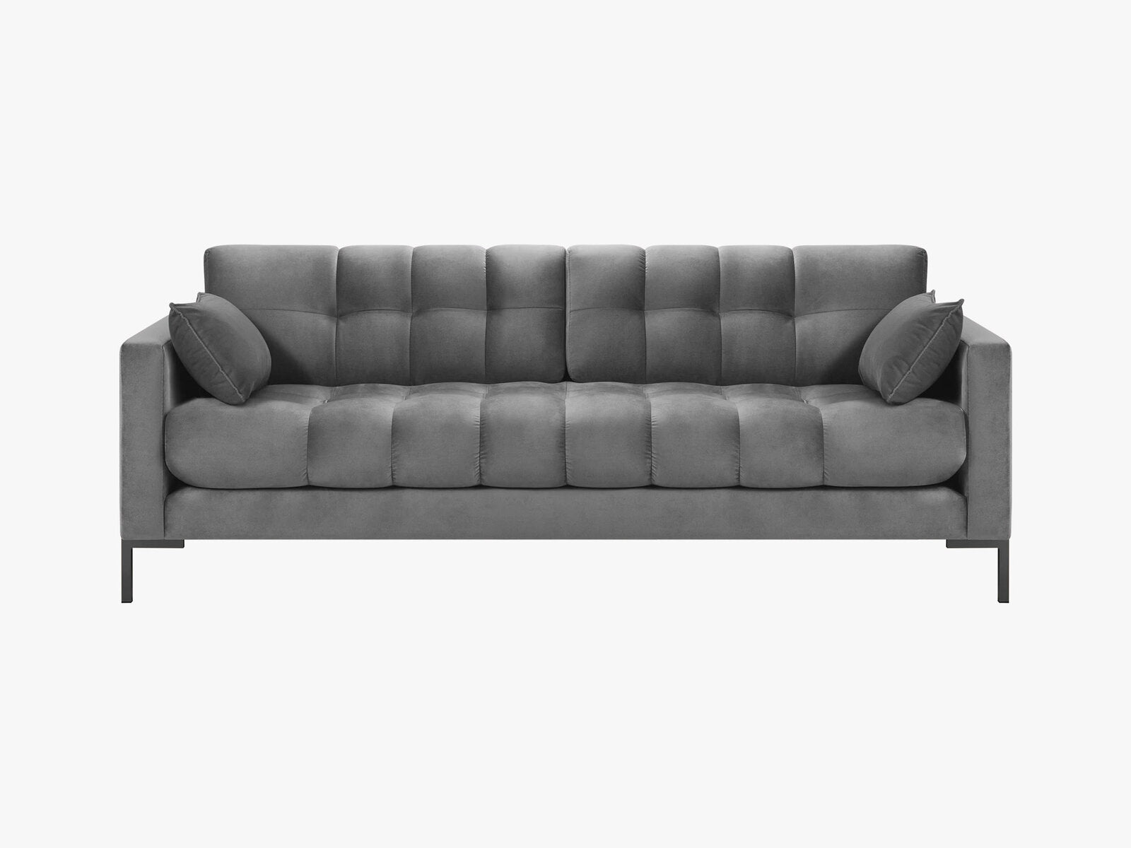 Micadoni Sofa Mamaia 3-Sitzer Samt Bluvel Hellgrau schwarze Beine