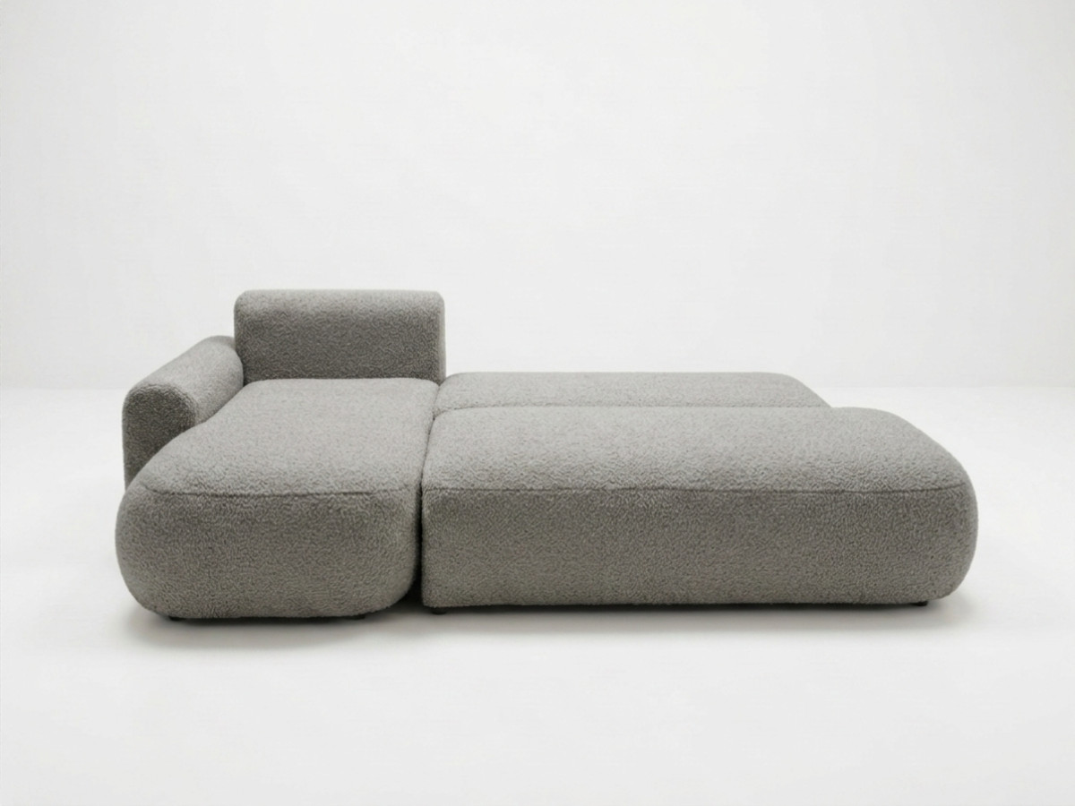 Bobochic Tango Ecksofa mit Schlaffunktion und Bettkasten Bouclé-Stoff Grau Ecke links