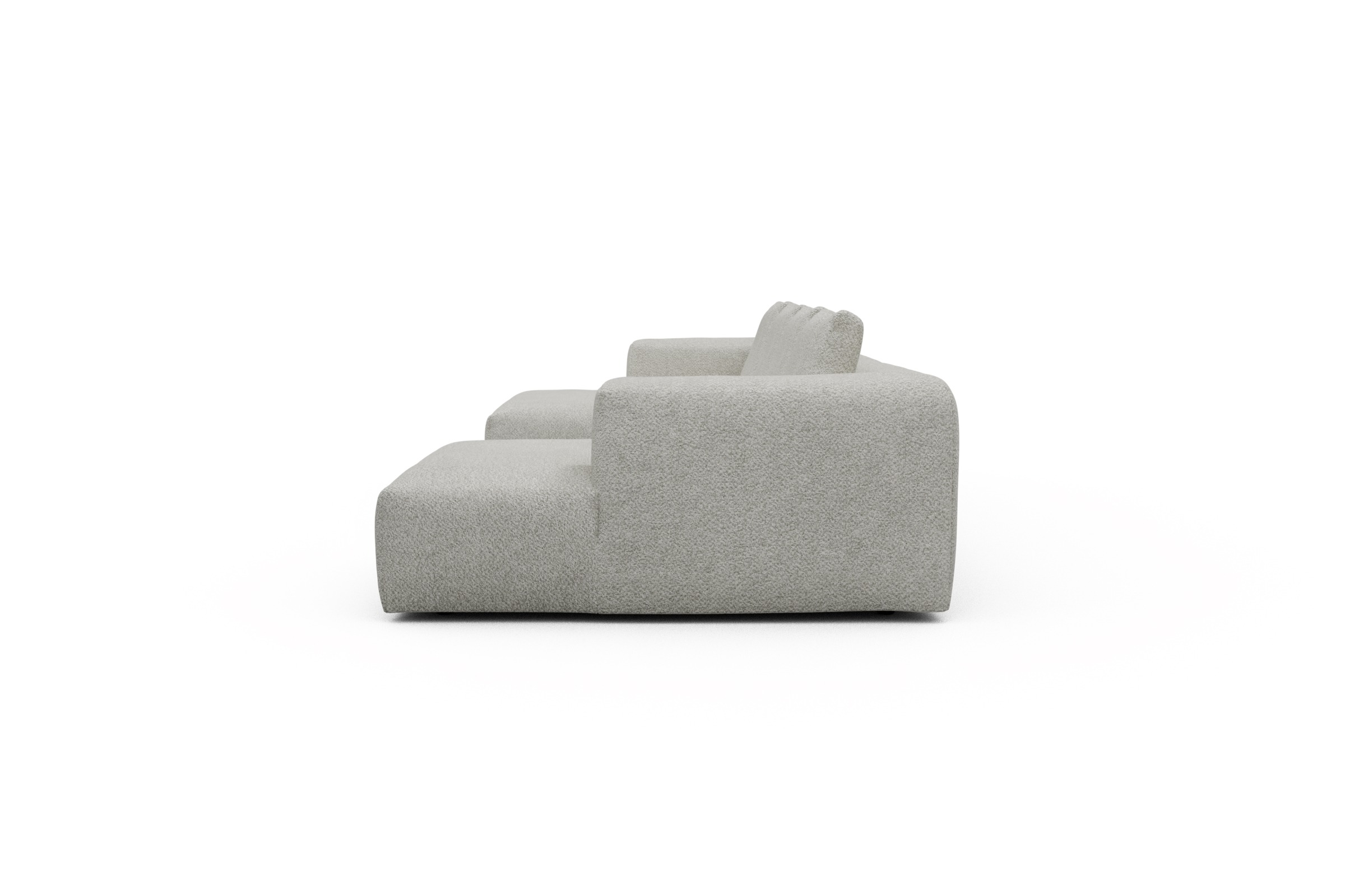 Wohnlandschaft Fred mit 2-Sitzer und Chaiselongue beidseitig Vanora-Warm-Sand