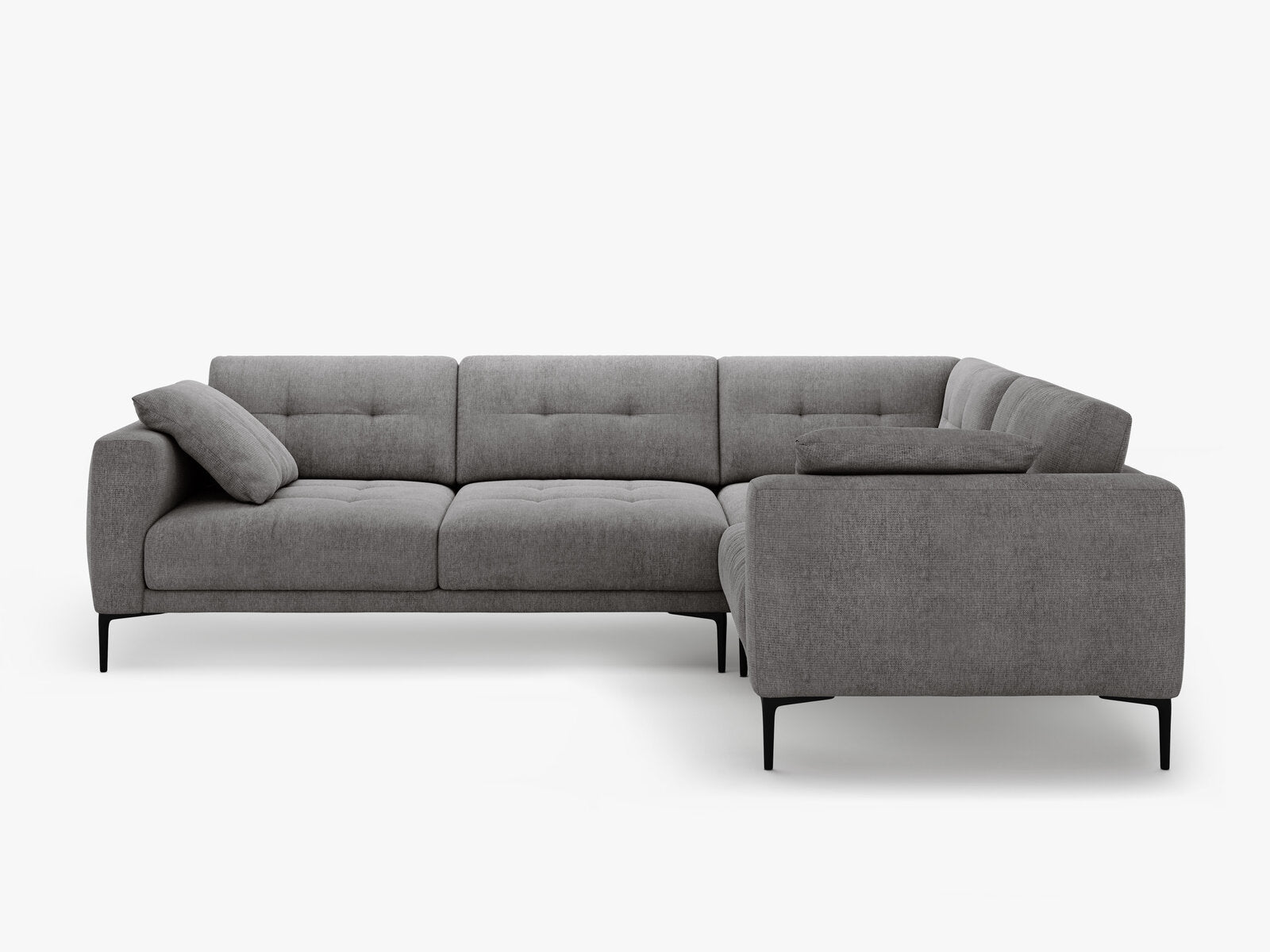 Micadoni Ecksofa Bemy 4-Sitzer Rechts Strukturierter Stoff Grau