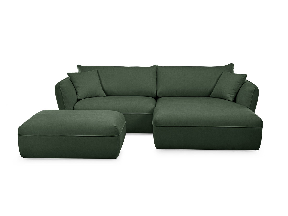 Bobochic Luigi Ecksofa mit Pouf Strukturstoff Grün Ecke rechts