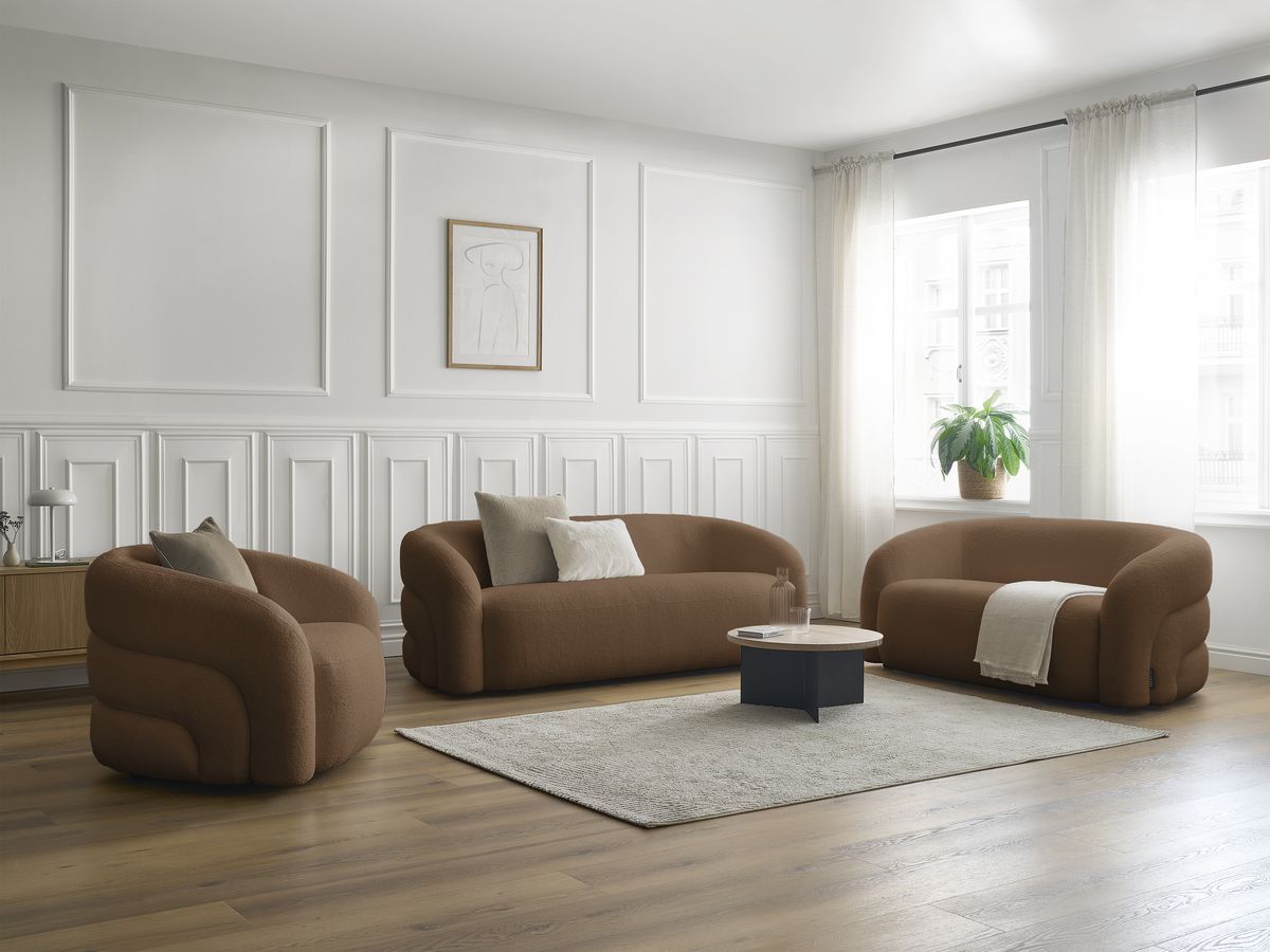 Bobochic Elina Sofa 6-Sitzer Bouclé-Stoff Braun
