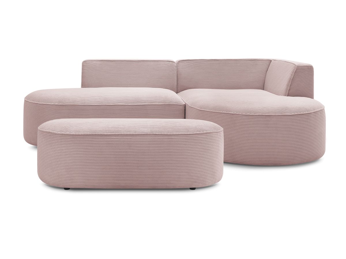Bobochic Rousseau Ecksofa mit Pouf Cordsamt Violett Ecke rechts