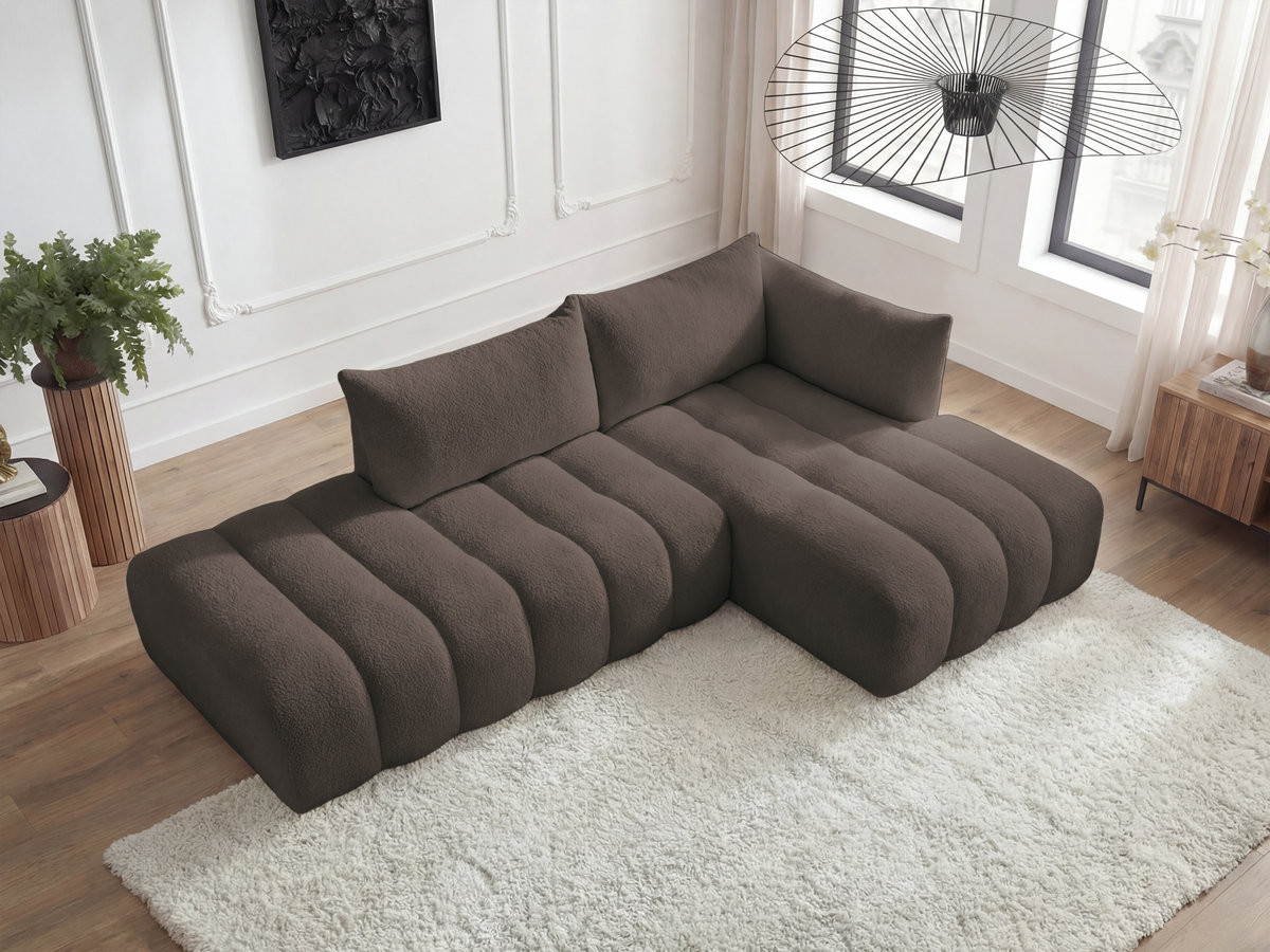 Bobochic Azra Ecksofa 319 × 178 cm Bouclé-Stoff Braun Ecke rechts