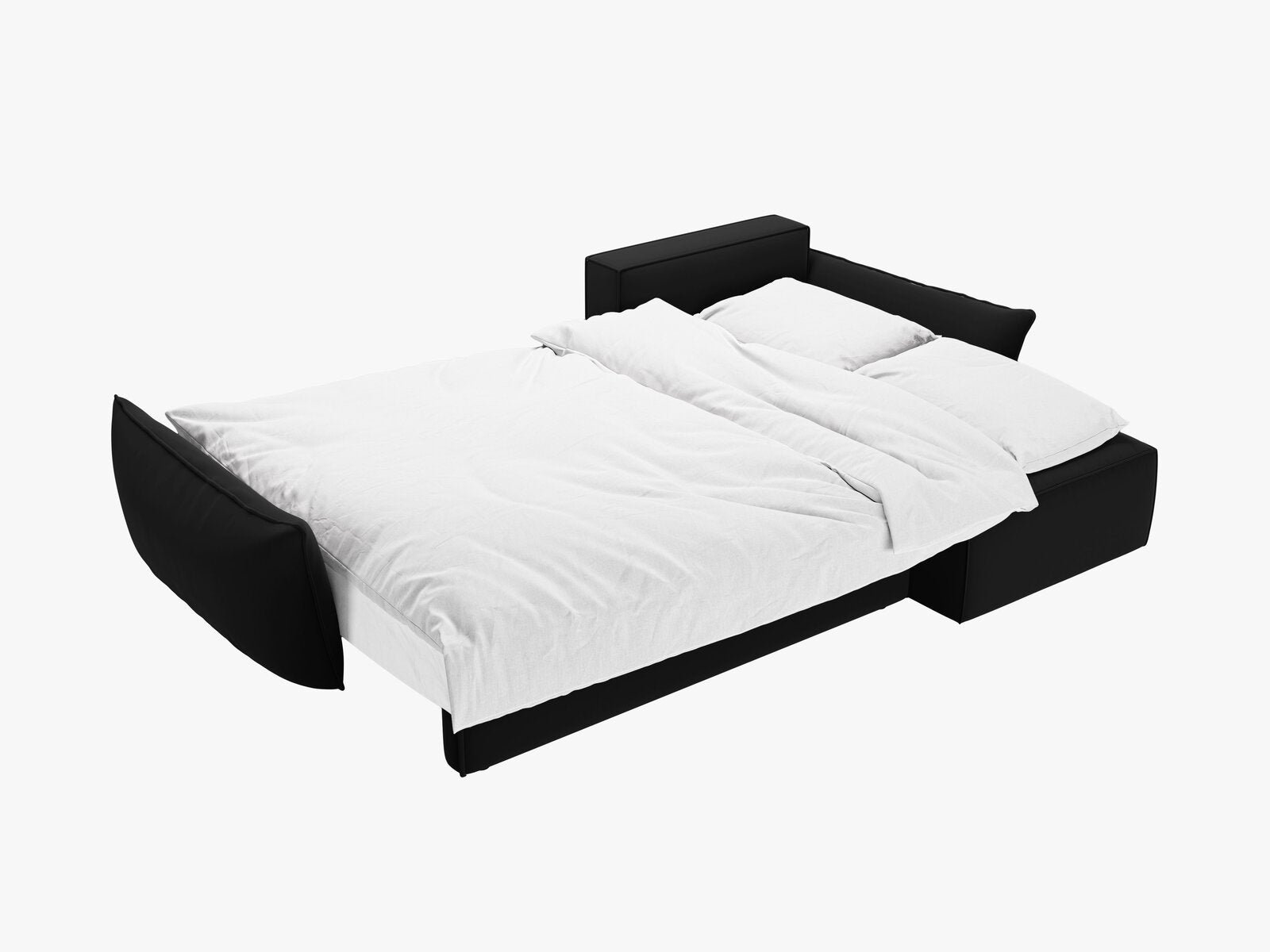 Micadoni Kaelle Ecksofa mit Bettfunktion und Stauraum Rechts Samt Bluvel Schwarz