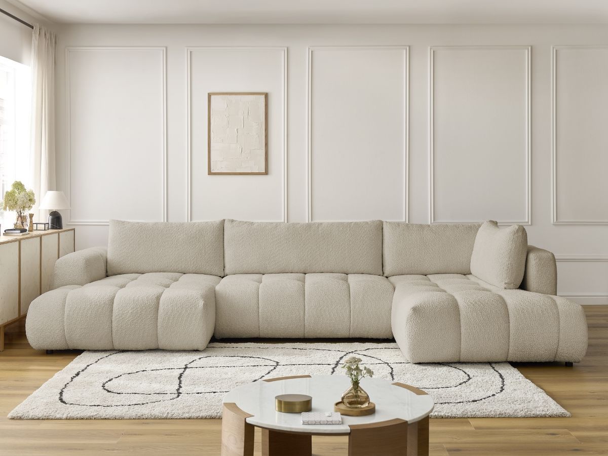 Bobochic Fuji Wohnlandschaft Bouclé-Stoff Beige Ecke links
