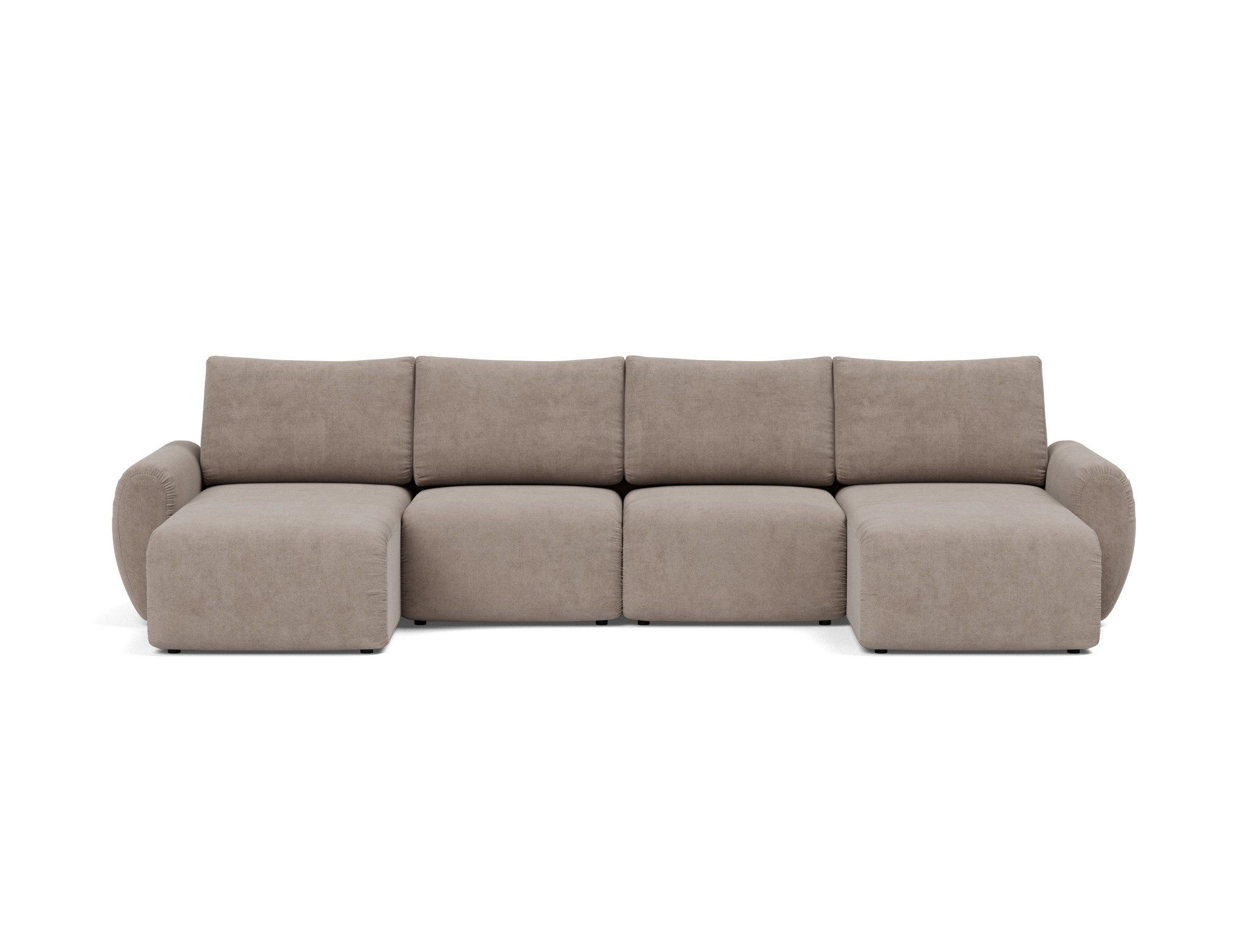 Schlafsofa Norum U-Form mit Curve-Armlehnen Kord Cordufine 318-Beige