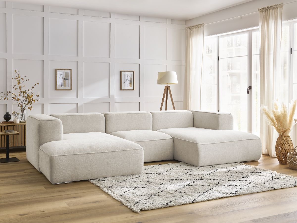 Bobochic Zephyr Wohnlandschaft Strukturstoff Weiß