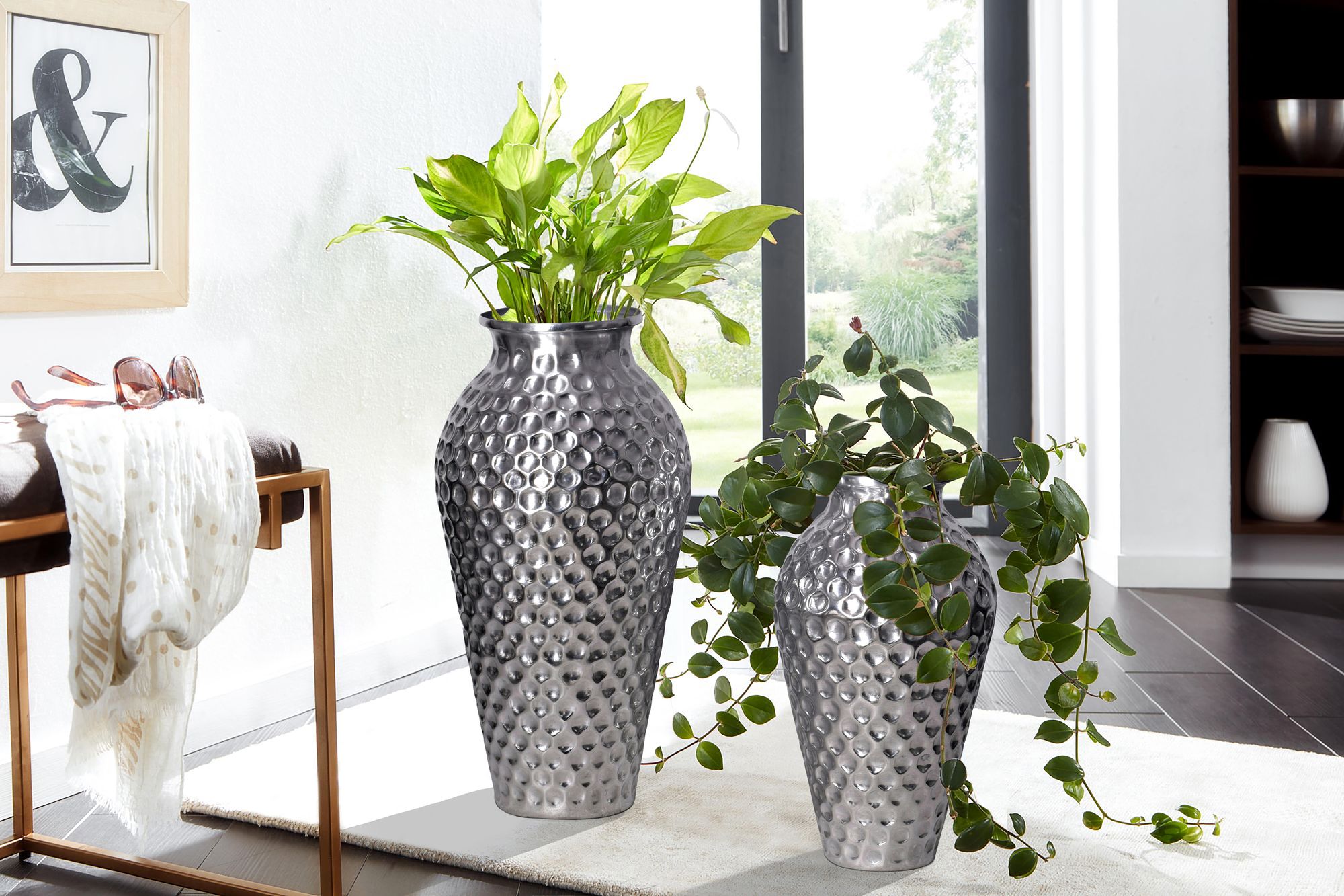 Tischvase Husavik Aluminium Silber Ø 26 cm